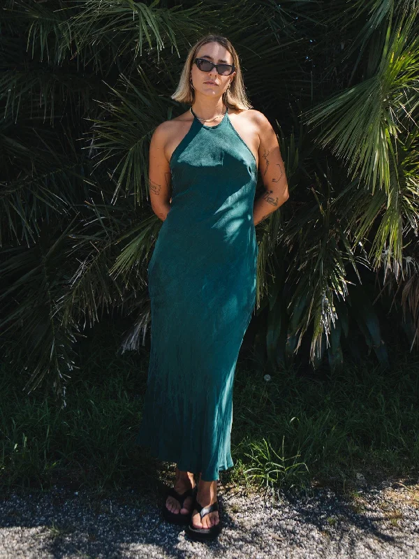 Season Finale Sale Jett Halter Bias Dress - Deep Emerald