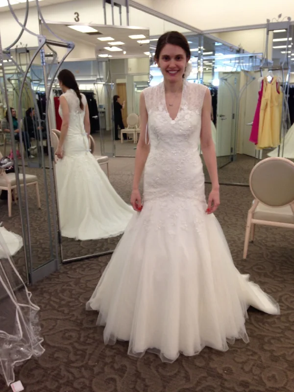 Anniversary Sale Melissa Sweet Cap sleeve lace trumpet gown