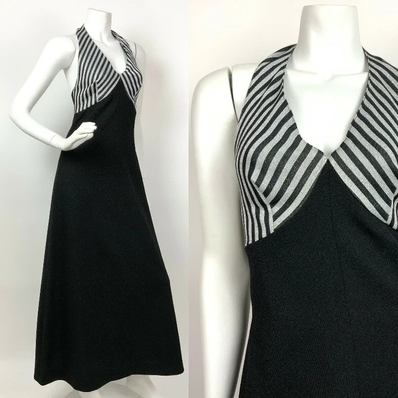 Blowout Deals VINTAGE 60s 70s SILVER METALLIC BLACK STRIPED HALTER STUDIO 54 GLAM MAXI DRESS 6 Blowout Deals VINTAGE 60s 70s SILVER METALLIC BLACK STRIPED HALTER STUDIO 54 GLAM MAXI DRESS 6