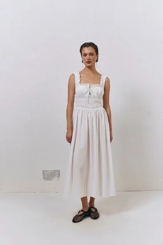 Year-End Clearance French Silhouette Midi Dress White