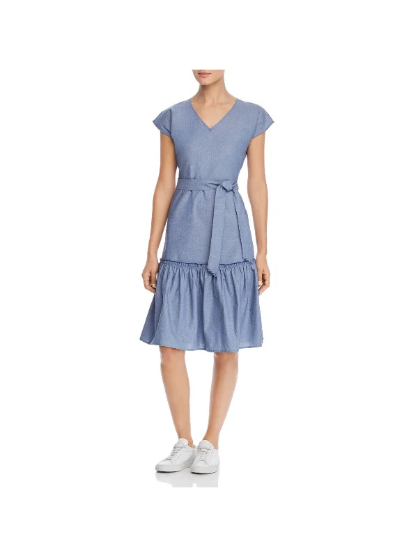 Reduced Prices DESIGN HISTORY Womens Zippered Cap Sleeve V Neck Above The Knee Fit + Flare Dress