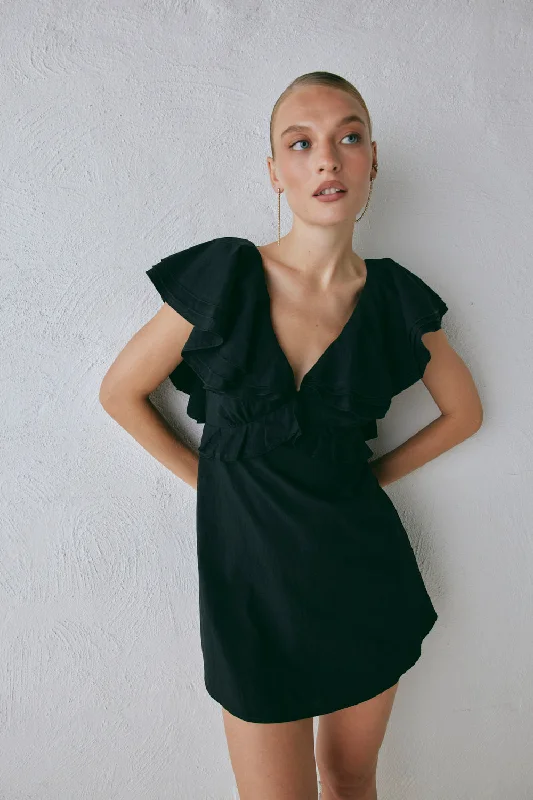 Exclusive Access Party Nights Frill Mini Dress Black