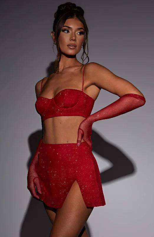Today’s Deal Posie Mini Skirt - Red Sparkle