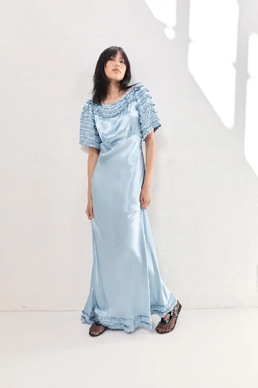 Time-Limited Offer Freja Satin Maxi Dress Sky