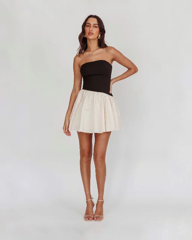 Price Cut IZZIE  MINI DRESS -BLACK/CREAM