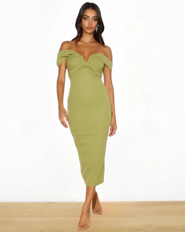 Anniversary Sale ZIYA MIDI DRESS -OLIVE