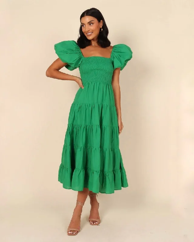 Price Drop CIANA MIDI DRESS -GREEN