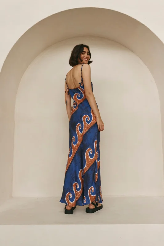 Clearance Event Night Veils Bias Cut Maxi Dress Neptune