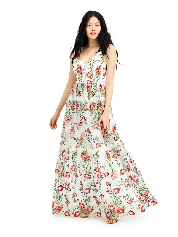Instant Discount CITY STUDIO Womens Embroidered Floral Sleeveless V Neck Full-Length Dress Instant Discount CITY STUDIO Womens Embroidered Floral Sleeveless V Neck Full-Length Dress