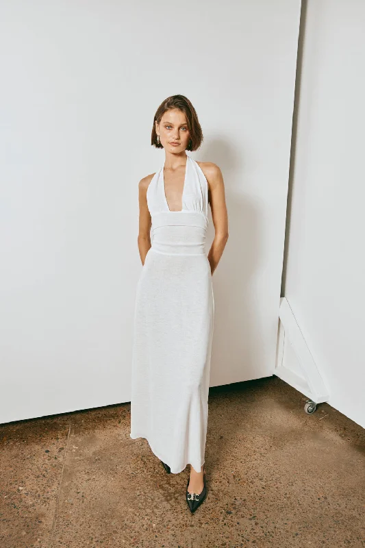 Fantastic Offers When In Italy Halter Midi Dress White