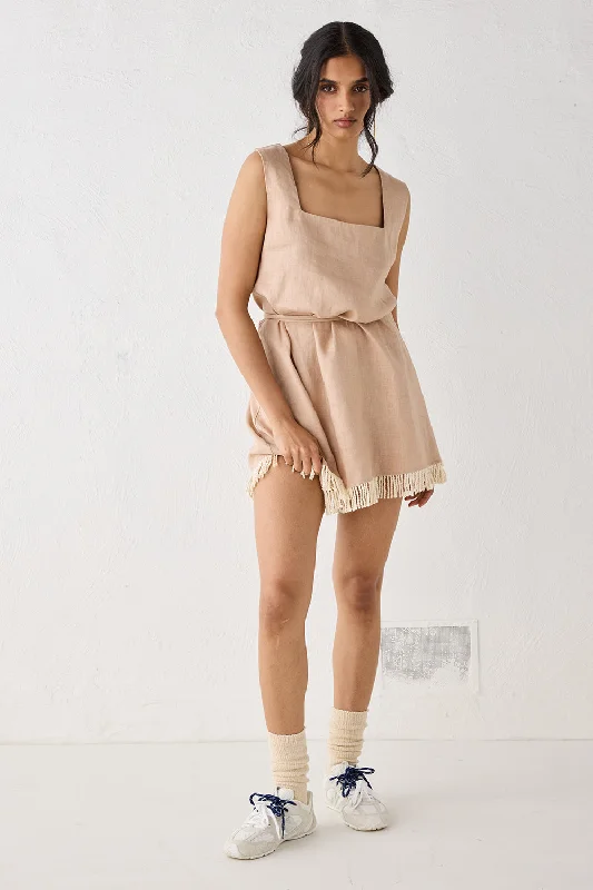 Take Advantage Verve Linen Mini Dress Blush