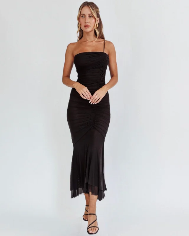 Can't Be Beat APRYL MIDI DRESS -BLACK