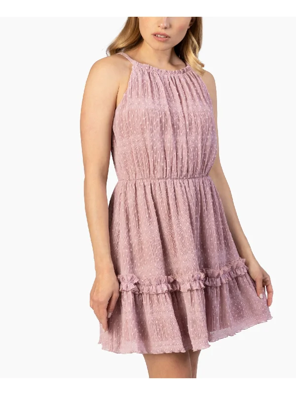 Don't Wait SPEECHLESS Womens Ruffled Spaghetti Strap Halter Short Party Fit + Flare Dress