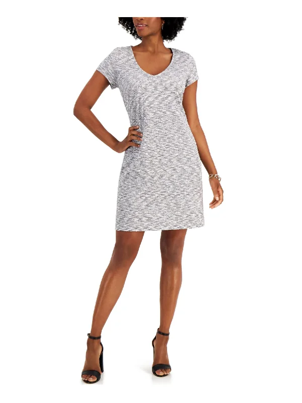 Price Reduction CONNECTED APPAREL Womens Jersey Short Sleeve V Neck Short Sheath Dress