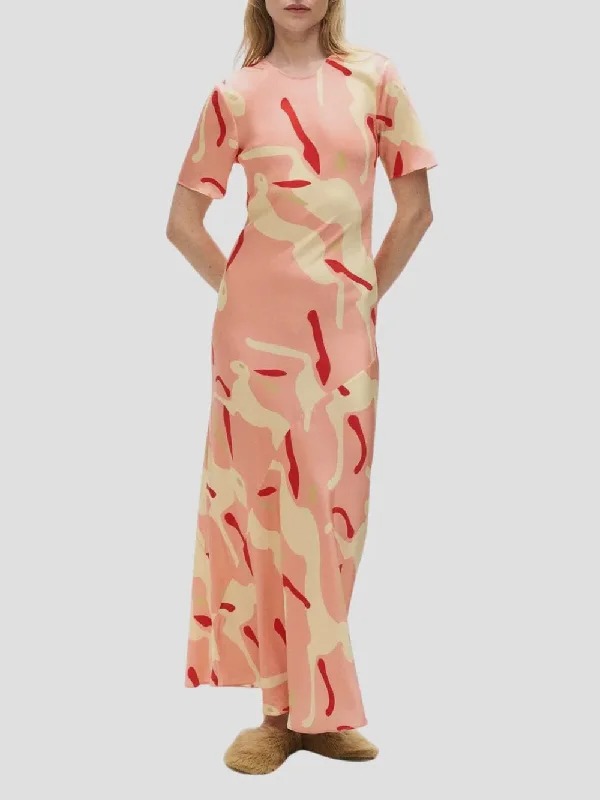 Special Savings SHORT SLEEVE BIAS DRESS RABBIT AMARANTH