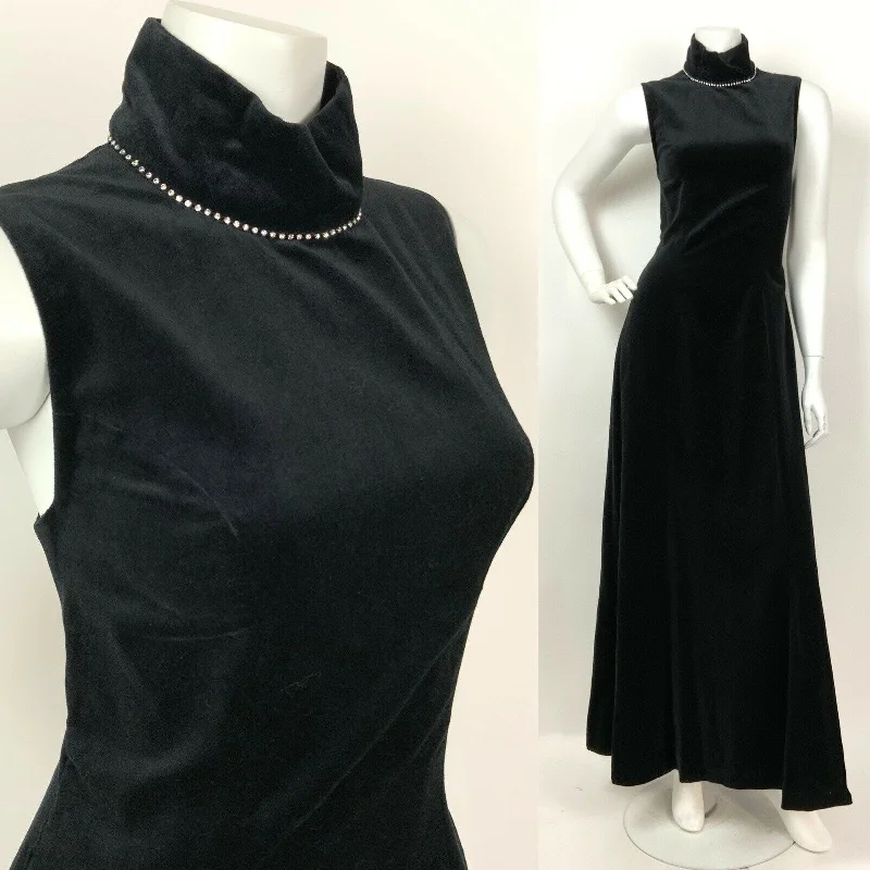 Low Prices VINTAGE 60s 70s BLACK VELVET SILVER DIAMANTE STUDIO 54 DISCO MAXI DRESS 8 10 Low Prices VINTAGE 60s 70s BLACK VELVET SILVER DIAMANTE STUDIO 54 DISCO MAXI DRESS 8 10