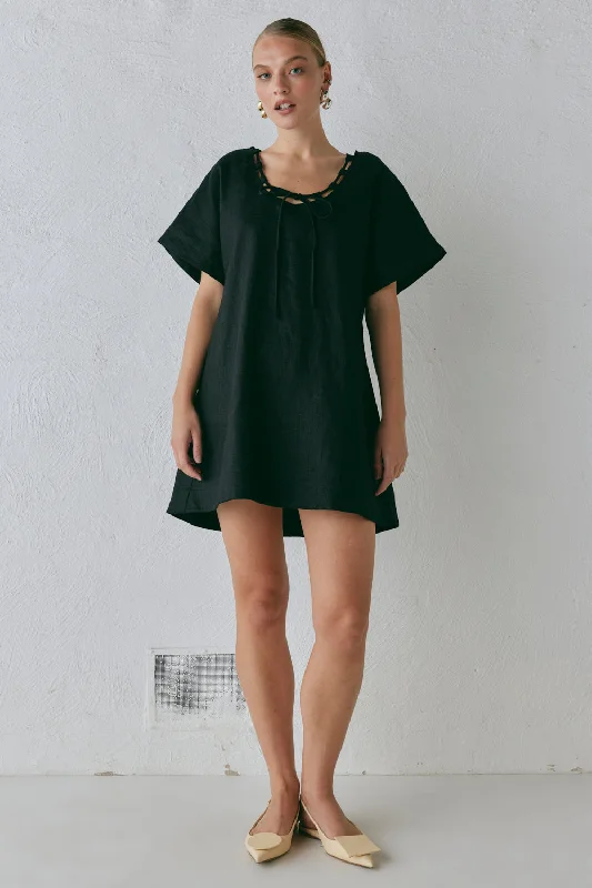 Loyalty Reward Nellie Linen Mini Dress Black
