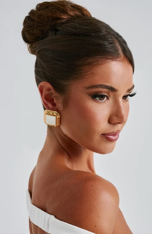 Value Deals Kennedy Earrings - Ivory/Gold