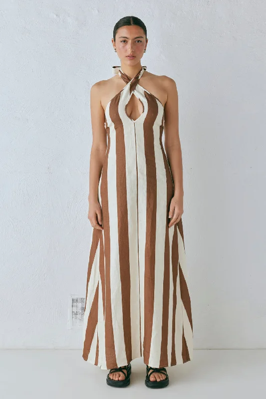 Midnight Sale Polly Linen Maxi Dress Stripe