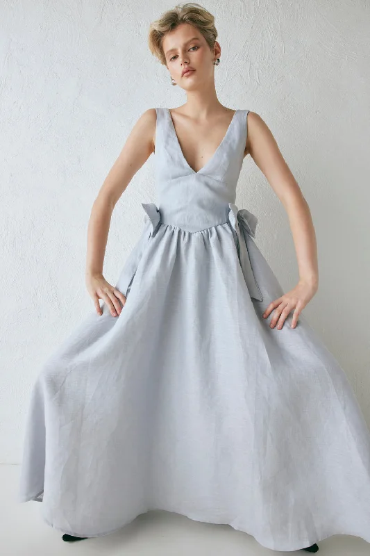 Savings Galore Daphne Linen Midi Dress Powder