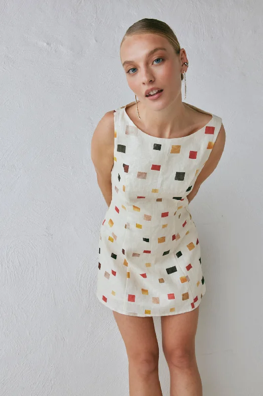 Super Bargain Chloe Linen Mini Dress Tile