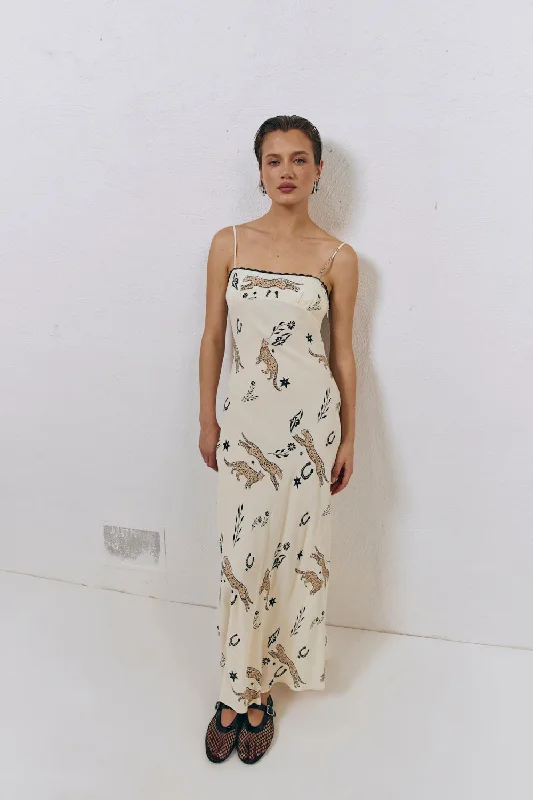 Exclusive Preview Cosmic Bias Cut Maxi Dress Cream