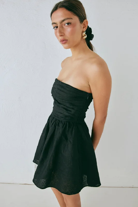 Price Rollback Saint Malo Linen Mini Dress Black