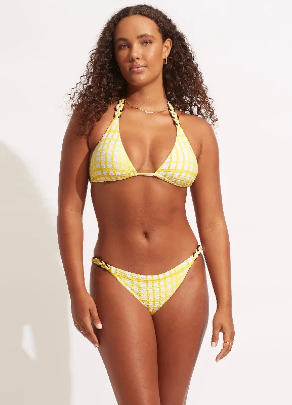 Daily Deals Amalfi Check Trimmed Hipster Pant - Lime Light