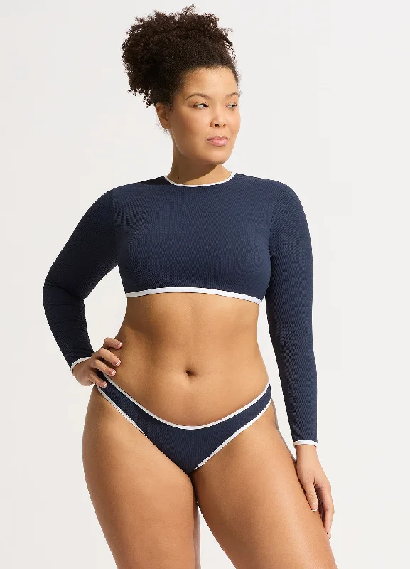 Savings Alert Beach Bound Cropped Long Sleeve Rashie - True Navy