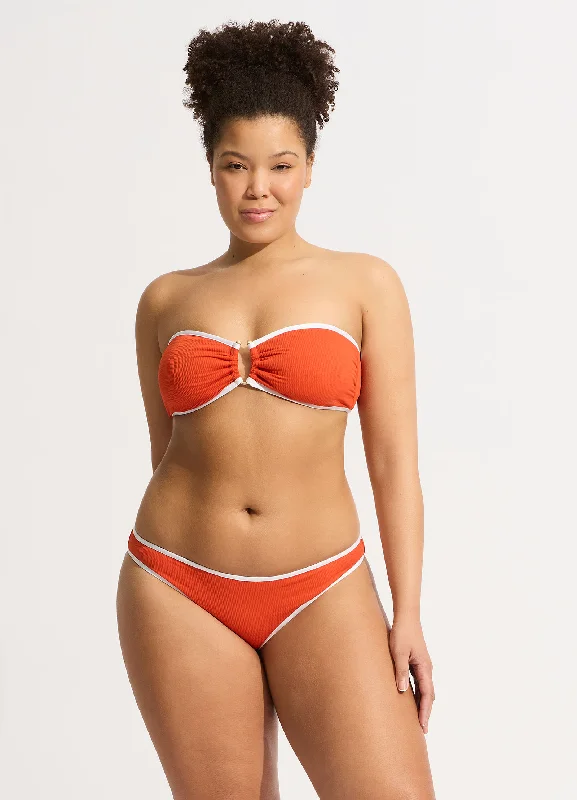Limited Time Offer Beach Bound Ring Front Bandeau Bikini Top - Tamarillo