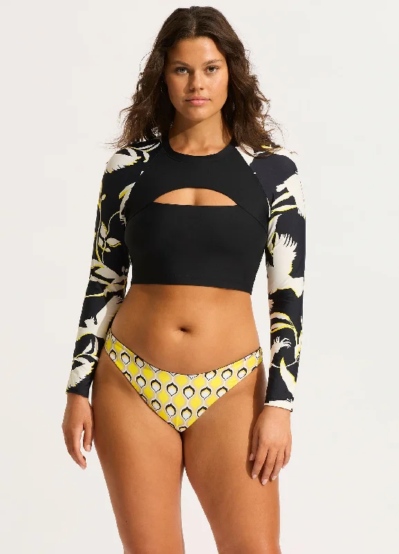 Today’s Deal Birds Of Paradise Cropped Long Sleeve Rashvest - Black