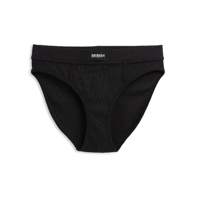 Midnight Madness Organic Cotton Rib High Waisted Bikini - Black
