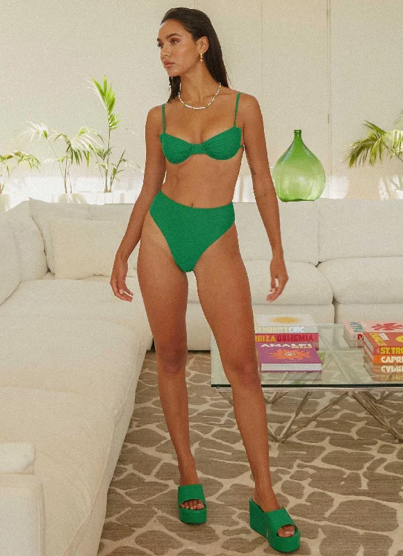 Closeout Eternal Summers High Waisted Bikini Bottom - Jade Green