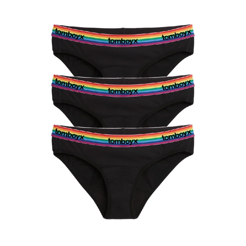 Reduced Prices First Line Period Bikini 3-Pack - Black Rainbow Logo