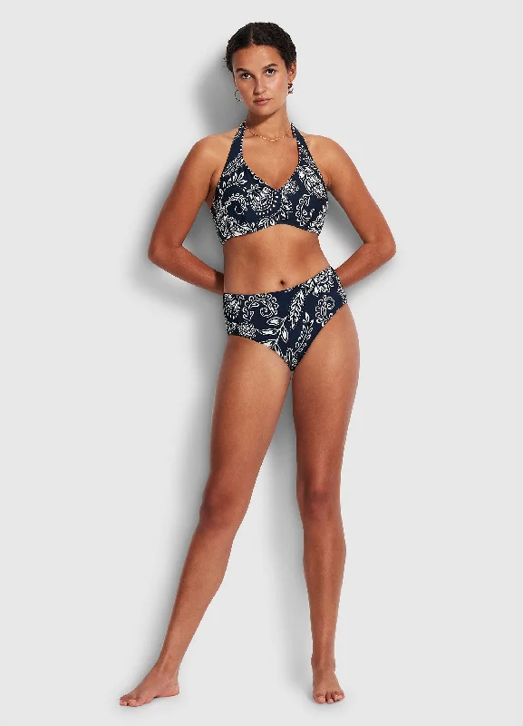 Online Specials Folklore Wide Side Retro Pant - True Navy