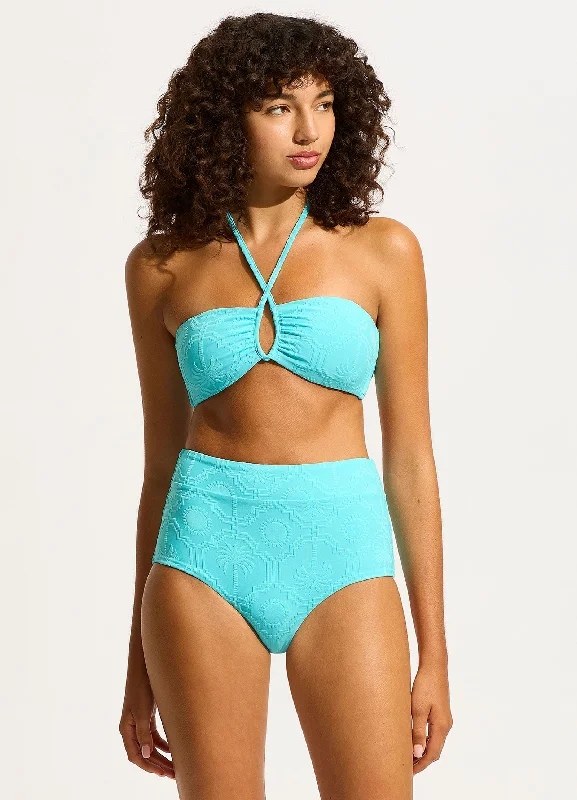 Super Deal Oasis Diamond Wire Bandeau Bikini Top - Atoll