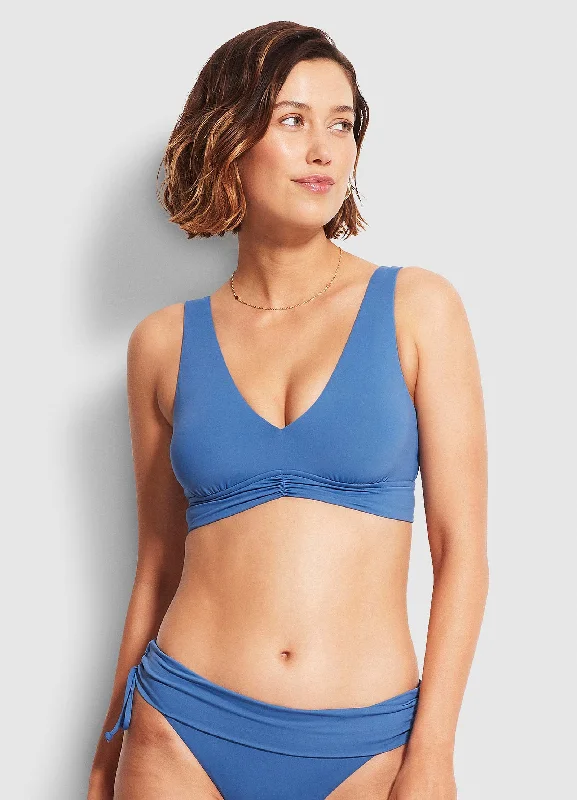 Big Discounts Seafolly "V" Neck Crop Top - Marina Blue