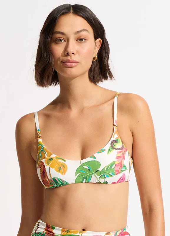 Super Bargain Tropica Bralette Bikini Top - Ecru