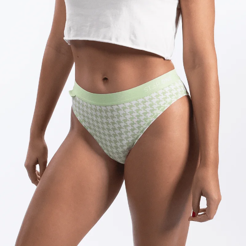 Price Fest Women's Bikini Brief - Green Houndstooth